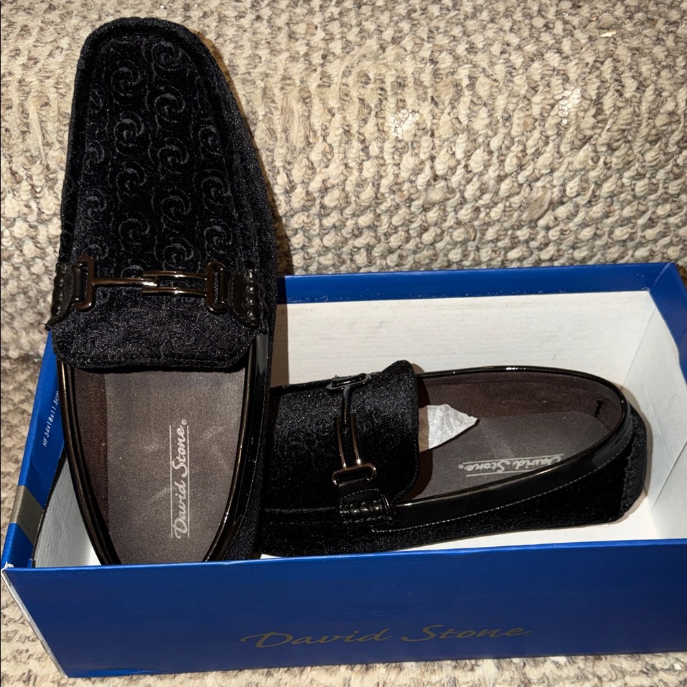 Men’s Black Velvet David Stone Loafers